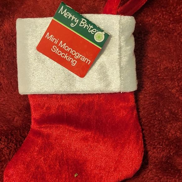 Merry Brite Mini Christmas, Holiday Monogram "k" Stocking. Red& White in color. - Picture 3 of 4